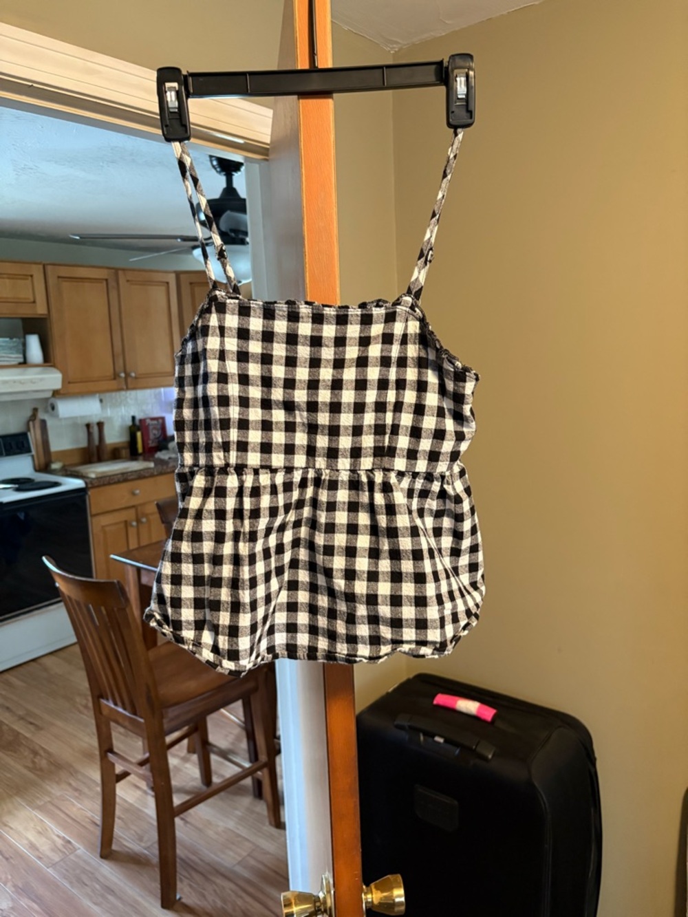 Black & White Gingham Spaghetti Strap Top